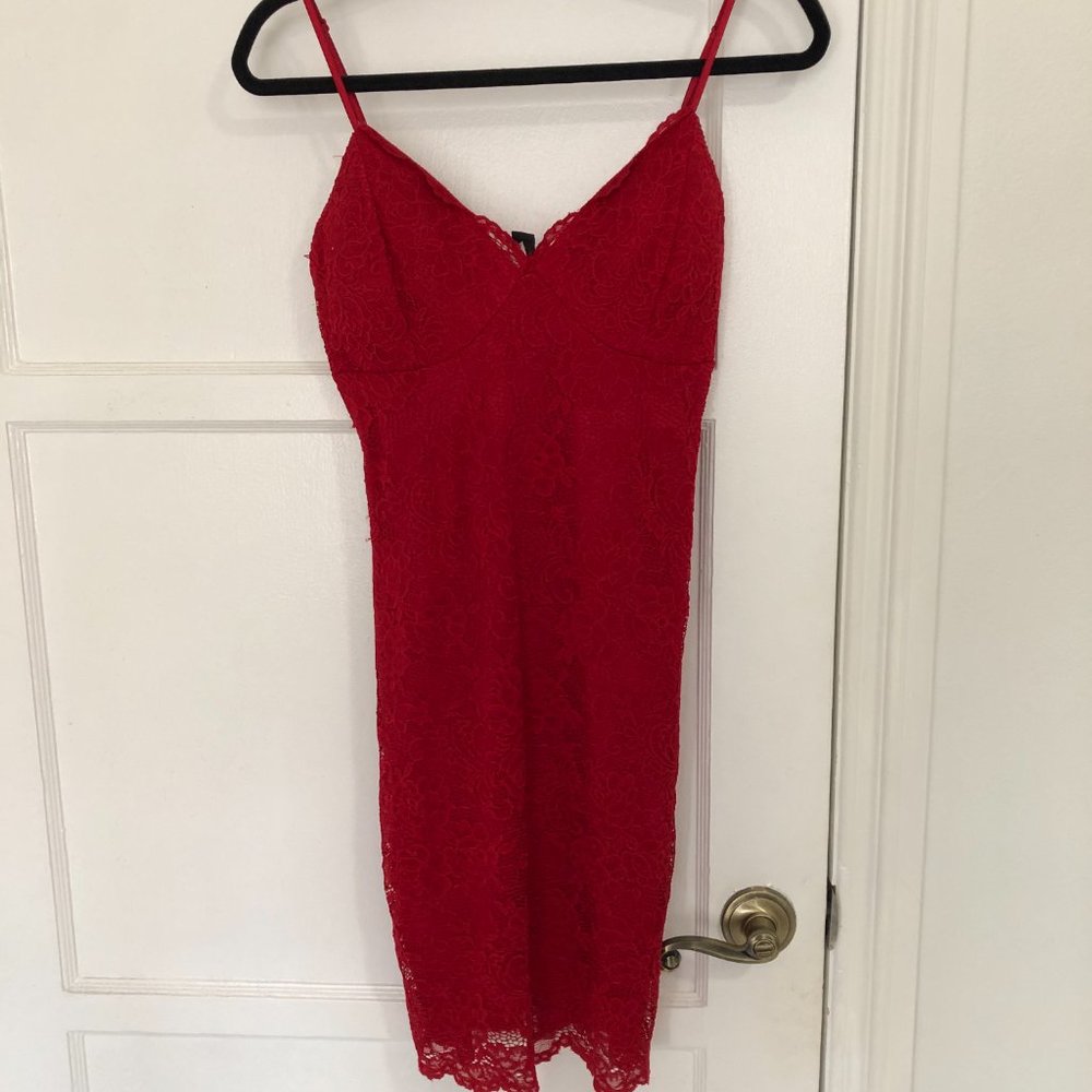 Red Floral Lace Dress